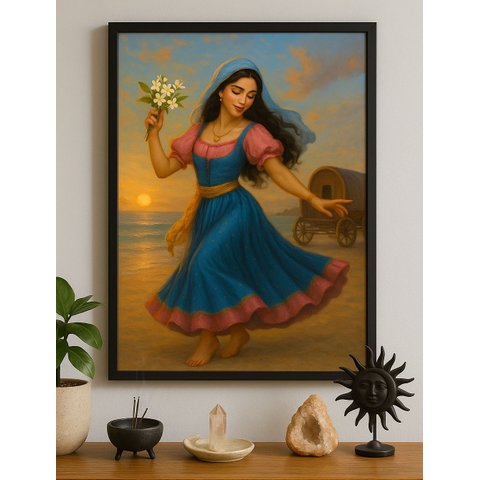 Quadro Decorativo Cigana Yasmin 33x24cm - com Vidro:moldura Preta
