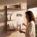 Ver imagem 5 de Prateleira Cantinho da Oração Painel Suspenso MDF Branco Amadeirado Letra 3D