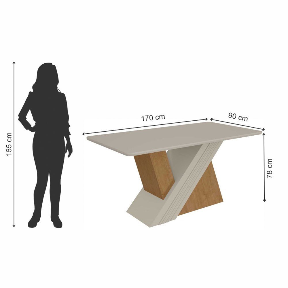 Conjunto Mesa Com Tampo 6 Cadeiras Rinzai Vênus Móveis Lopas - 4