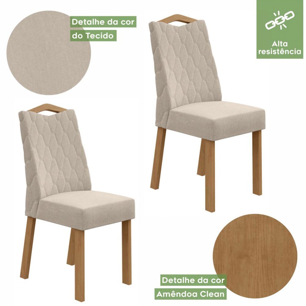 Conjunto Mesa Com Tampo 6 Cadeiras Rinzai Vênus Móveis Lopas - 5