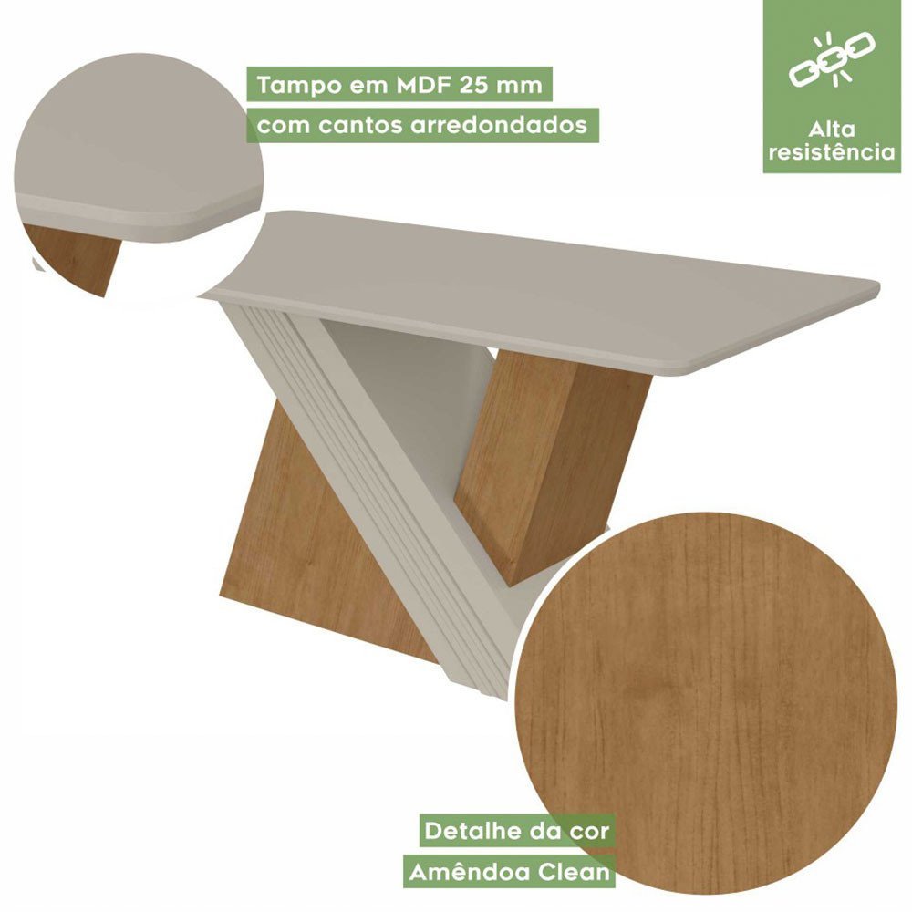 Conjunto Mesa Com Tampo 6 Cadeiras Rinzai Vênus Móveis Lopas - 9