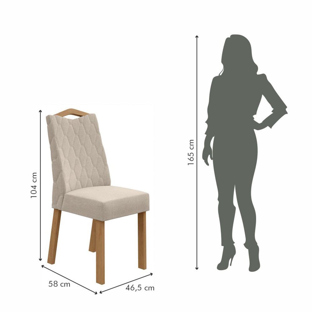 Conjunto Mesa Com Tampo 6 Cadeiras Rinzai Vênus Móveis Lopas - 3