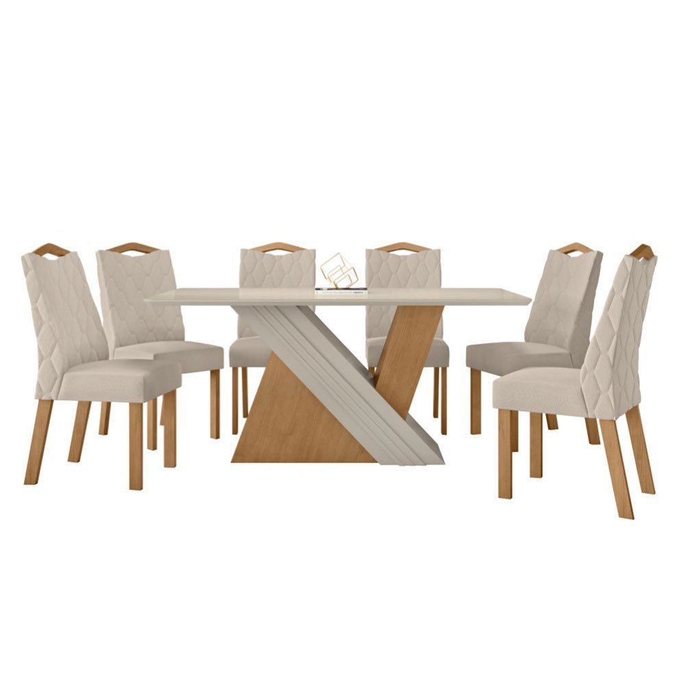 Conjunto Mesa Com Tampo 6 Cadeiras Rinzai Vênus Móveis Lopas - 2