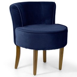 Poltrona Decorativa Sala de Estar Debrum Base Madeira Olivia B-304 Veludo Azul Marinho - Domi - 5