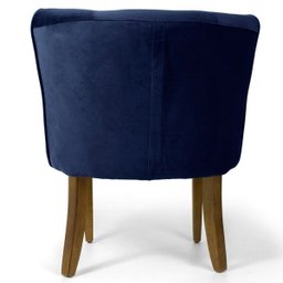 Poltrona Decorativa Sala de Estar Debrum Base Madeira Olivia B-304 Veludo Azul Marinho - Domi - 2
