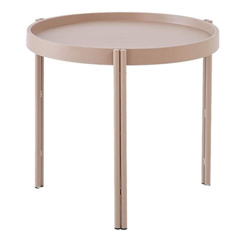 Mesa de Apoio Redonda Enjoy Rivatti 50 Cm (largura) Tampo em Polipropileno Fendi e Base em Aço