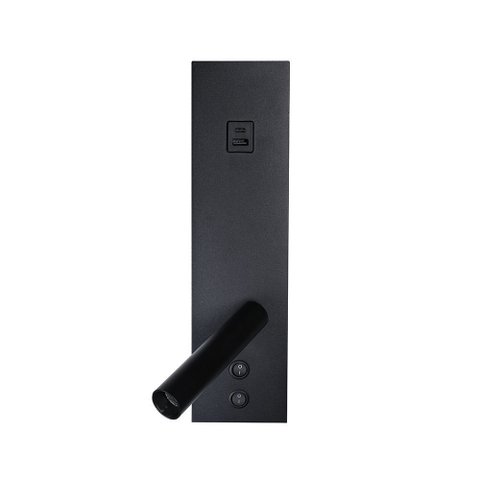 Arandela de Parede Led Enna com Entrada Usb e Usb-c 3000k 12w Bivolt 30x8x7cm Alumínio Preto - Norde