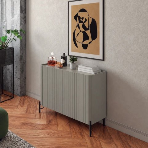 Buffet Bend 99 cm Porta Frisada Incolar Grigio com Pé Preto