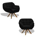 Ver imagem 1 de Kit 2 Poltrona Safira Cadeira Robusta Base Giratória Fibra Silicone Sala Estar Clínica Recepção Velu