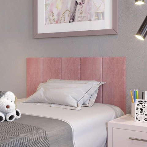 Cabeceira Modulada Estofada Adesiva Decorativa Solteiro 100cm - Rosa