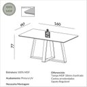 Ver imagem 3 de Mesa de Jantar Retangular 6 Lugares 160cm x 90cm Base em X 100% MDF Carvalho Rose