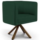 Ver imagem 1 de Poltrona Decorativa Sala de Estar Giratória Base Giromad Madeira Betina C-117 Linho Verde Musgo -