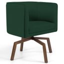 Ver imagem 1 de Poltrona Decorativa Sala de Estar Giratória Base Ka Madeira Betina C-117 Linho Verde Musgo - Domi