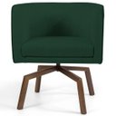 Ver imagem 2 de Poltrona Decorativa Sala de Estar Giratória Base Ka Madeira Betina C-117 Linho Verde Musgo - Domi