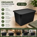 Ver imagem 6 de Container Caixa Plastica 28L Preta Tampa Organizador Roupas Acessorios Brinquedos Armario Lavanderia
