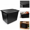 Ver imagem 1 de Container Caixa Plastica 28L Preta Tampa Organizador Roupas Acessorios Brinquedos Armario Lavanderia