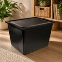 Ver imagem 2 de Container Caixa Plastica 28L Preta Tampa Organizador Roupas Acessorios Brinquedos Armario Lavanderia