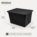 Ver mais imagens de Container Caixa Plastica 28L Preta Tampa Organizador Roupas Acessorios Brinquedos Armario Lavanderia