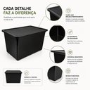 Ver imagem 4 de Container Caixa Plastica 28L Preta Tampa Organizador Roupas Acessorios Brinquedos Armario Lavanderia