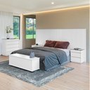 Ver imagem 1 de Conjunto Cabeceira Florença King/Casal + Cômoda + Mesa de Cabeceira +Baú Branco