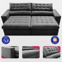 Ver imagem 5 de Sofá Retrátil e Reclinável 2,70m Molas Ensacadas Max Spring Velusoft Cinza Cama Inbox