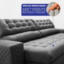 Ver imagem 4 de Sofá Retrátil e Reclinável 2,70m Molas Ensacadas Max Spring Velusoft Cinza Cama Inbox
