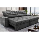 Ver imagem 1 de Sofá Retrátil e Reclinável 2,70m Molas Ensacadas Max Spring Velusoft Cinza Cama Inbox