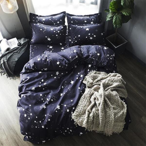 Jogo de Cama Solteiro King Star Black 6 Peças com Edredom
