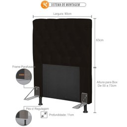 Cabeceira Cama Box Solteiro 90cm Cristal Corino Branco - JS Móveis - 3