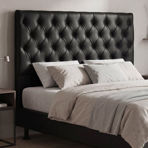 Cabeceira Cama Box Casal 140cm Cristal Corino Preto - Js Móveis