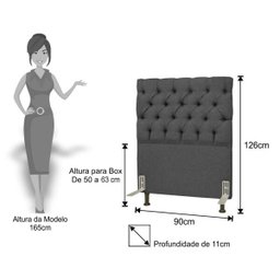 Cabeceira Cama Box Solteiro 90cm Cristal Linho Cinza - JS Móveis - 3