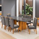 Ver imagem 1 de Mesa de Jantar 8 Lugares Zinnia com Vidro Mel/grafite/cinza- Viero Móveis
