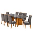 Ver imagem 2 de Mesa de Jantar 8 Lugares Zinnia com Vidro Mel/grafite/cinza- Viero Móveis