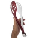 Ver imagem 2 de Pegador Kit 2 Unidades Salada Alimentos Cozinha Utensilio Garfo Colher Refeiçao Resistente