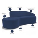 Ver imagem 3 de Sofá 4 Lugares Curvo Sala de Estar Living Firenze Direito D02 Veludo Azul Marinho 280 cm C-304 - Lya