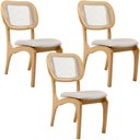 Ver imagem 1 de Kit 3 Cadeiras para Sala de Jantar Cozinha Estofada e Tela Mariah L02 Linho Cru - Lyam Decor