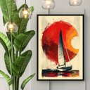 Ver imagem 1 de Quadro Decorativo Barco a Vela 24x18cm:moldura Preta