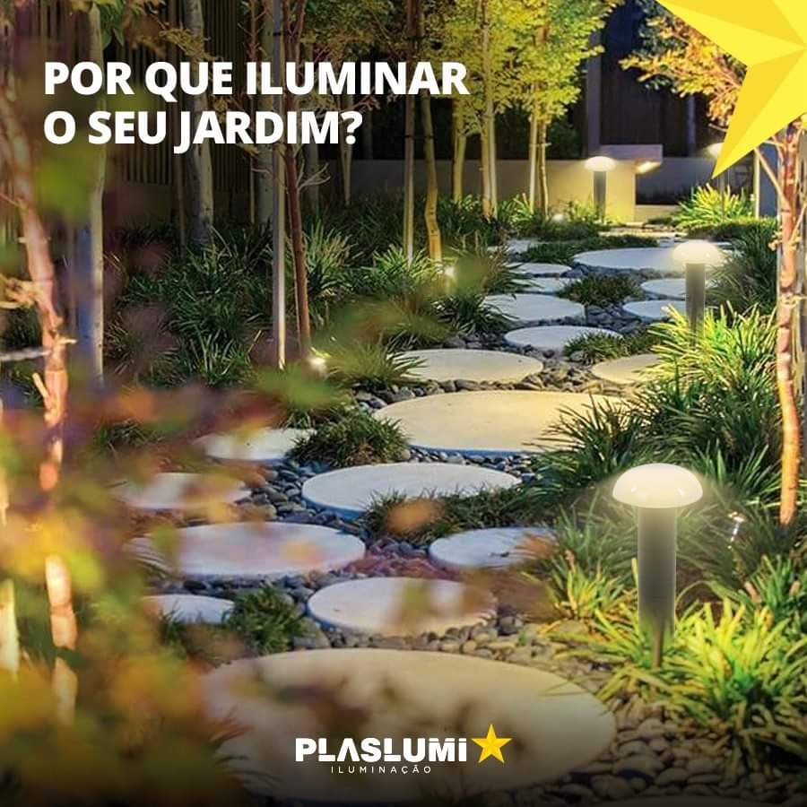 Poste Balizador Luminária Cogumelo Piso Jardim 45cm Preto - 4