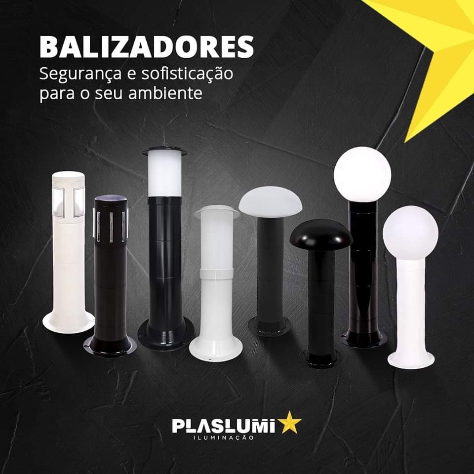 Poste Balizador Luminária Cogumelo Piso Jardim 45cm Preto - 7