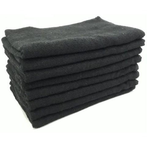 Kit 50 Toalhas Rosto Preta para Salão e Barbearia 45x70cm