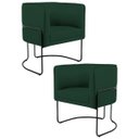 Ver imagem 1 de Kit 2 Poltronas Decorativas Base Aço Betina C-117 Linho Verde Musgo - Domi
