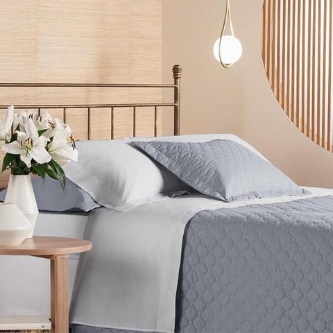 Jogo De Cama Solteiro King 200 Fios Privilege - Andreza Cinza