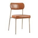 Ver imagem 1 de Cadeira para Sala de Jantar Couro Sintético Design Aço Carbono Lavinia Marrom/Champagne