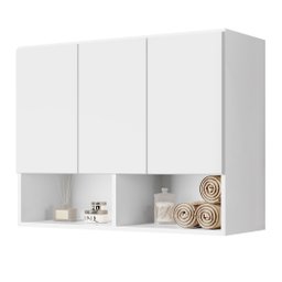 Armario Aéreo Organizador Multiuso Quarto Sala Bela 3 Portas:Branco - 1