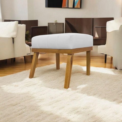 Puff Decorativo Retangular Firenze - Branco Corino