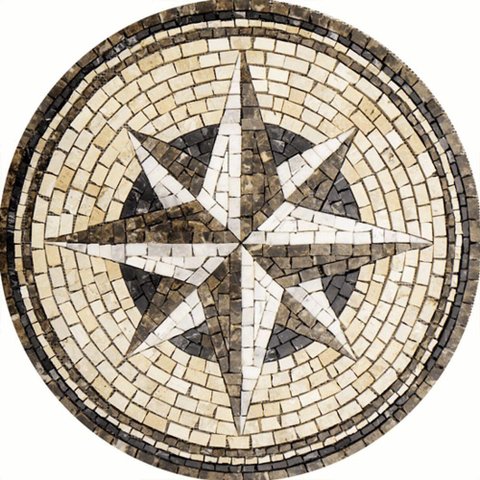Rosa Dos Ventos em Mosaico Exclusivo Tamanho 60cm