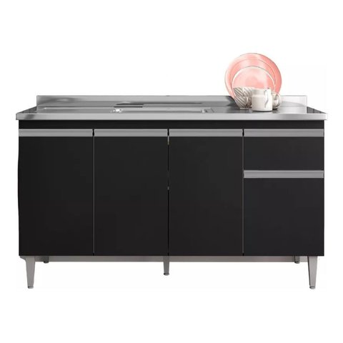 Balcão Gabinete P/cozinha Tatiane S/tampo 150cm 4 Pts 1gvt