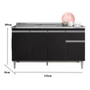Ver imagem 2 de Balcão Gabinete P/cozinha Tatiane S/tampo 150cm 4 Pts 1gvt