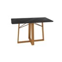 Ver imagem 1 de Mesa de Sala Jantar Elma Premium Madeira Maciça C- Tampo Madeirado C- Vidro 160x90cm Carvalho-Preto