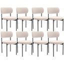 Ver imagem 1 de Kit 08 Cadeiras Estofadas para Sala de Jantar Louvre L02 Suede Bege - Lyam Decor